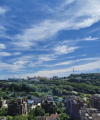 好天气好心情,蓝天白云,落日晚霞,三两好友,很完美