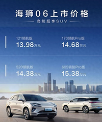 比亚迪海狮06上市,13.98万起