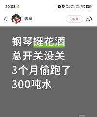 钢琴键花洒总开关没关,跑水300吨、欠费1000多