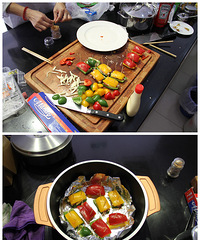 "【平底锅美食】奶酪火腿烤彩椒"