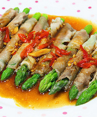 【创新时令菜】芦笋牛肉卷~~毛豆虾仁烩鱼片