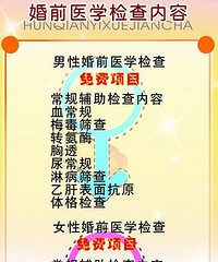 婚检具体费用说明