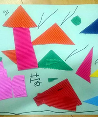 童心童画:瓦楞纸拼贴画——楼房