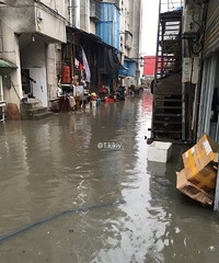 一夜雷雨杭州多处道路积水 水汪荡多到可以游泳了!