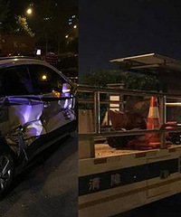 德胜快速路上有辆大货车疯狂逃窜 连撞10车
