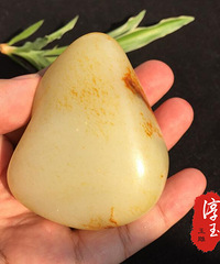 153克 红皮原籽 新疆和田玉籽料原石 手把件 红皮白肉 白玉玩料