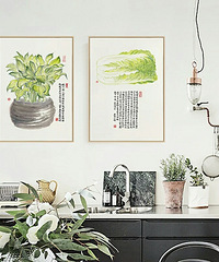 "时蔬记新中式餐厅装饰画饭店饭厅家居挂画厨房现代简约壁画"