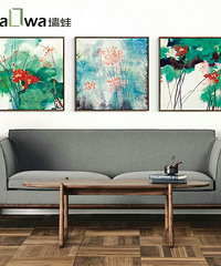 "承露迎风 新中式玄关挂画水墨画现代客厅装饰画有框画韩墨"