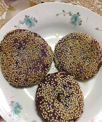"豆沙馅紫薯饼"
