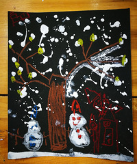 童心童画:冬季系列之花树下的雪人