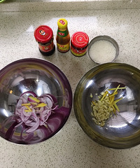 "蒸蚝油排骨+蒸豆豉排骨+长缸豆+卷心菜"