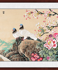 "夫妻卧室床头挂什么画好,富贵吉祥幸福美满花鸟画"