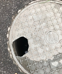#寻找杭城破损的井盖#庆隆苑小区药店旁边有一个