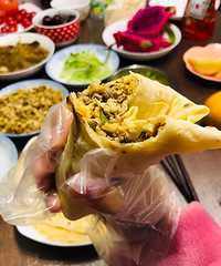 家庭卷饼吃不厌,今天是咸菜肉末豆腐干馅儿