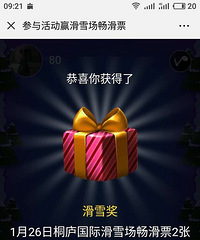 急转两张桐庐国际滑雪场畅玩2张