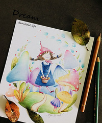 画一个心中的世界£¬蘑菇精灵£¬自学画画入门教程