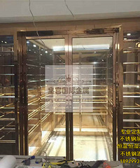 高端不锈钢酒柜装饰 定做不锈钢恒温酒柜 酒店不锈钢玻璃酒柜酒架