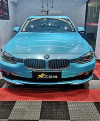 宝马320Li CLS~高光浅蓝改色膜完工,白色变蓝色,又是