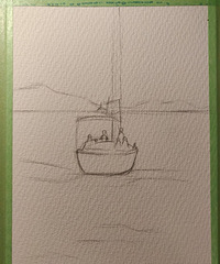 水彩画波光粼粼的海面