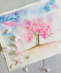 如何快速画一颗樱花树,水溶?#26159;?#25945;程