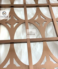 定制新中式创意餐厅不锈钢装饰隔断激光雕刻镂空花格挂式现代屏风