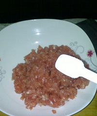 "最近一边想减肥,一边又天天吃肉,今天做了几个肉饼解馋。"