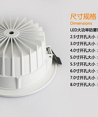 筒灯规格 LED筒灯常用标准尺寸
