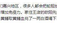 "听说生喝黄鳝血对身体大补,杀黄鳝取血兑了一两白酒喝下"