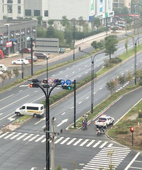 车子飞到花坛中