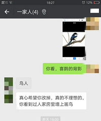 "女儿墙上画鸟,家人说不弄掉不进这个家门"