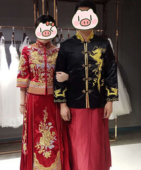 试了刘诗诗同款龙凤褂 闪闪的 男士中式婚服也很好看哦