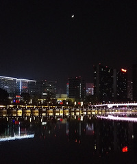 彩灯装点下的运河畔