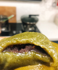 青团子太好吃了 自己做的有红豆馅的 还有春笋肉沫的