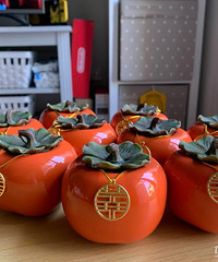 小柿子茶叶罐自己DIY的喜糖罐子 感觉很有成就感