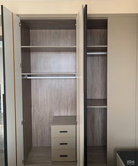 衣柜是木工师傅现场打造 成品效果不输全屋定制哦!