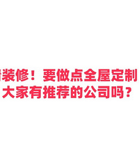 精装修!要做点全屋定制,大家有推荐的公司吗?
