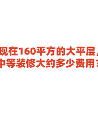 求助!现在160平方的大平层,中等装修大约多少费用?