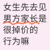 女生先见男方家长是很掉价的行为吗?