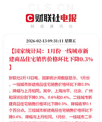 ����ͳ�ƾ֣�1�·�һ�߳����½���Ʒסլ���ۼ۸񻷱��½�0.3%