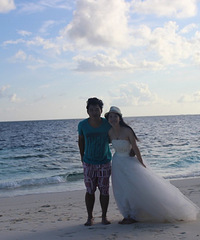 麻袋旅游时自己拍的婚纱照 美景+纯自然美女
