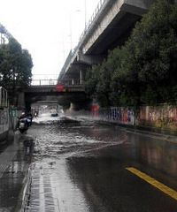 注意!衢化路立交桥下积水严重