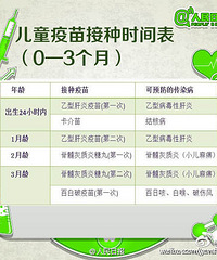 0—1岁儿童疫苗接种时间表