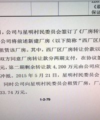 星明村未经村民代表讨论擅自购买中新科技集团西区厂房