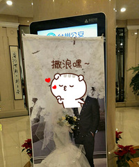 第一次看到立体易拉宝婚纱照 创意越来越多了