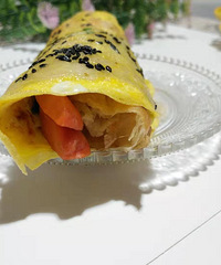 自制煎饼果子 注意点:少量多次摊饼皮