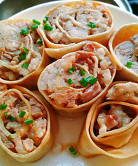 豆腐皮肉卷,制作要点:肉末搅拌顺一个方向搅拌