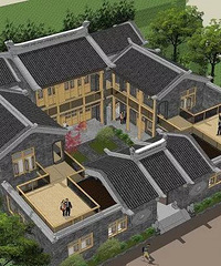 路桥南官河两岸会出现四合院落式的住宅建筑