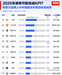 25年新势力大调整!半年销量榜出炉