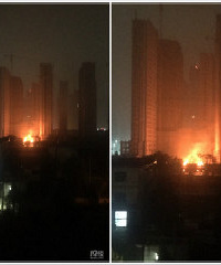 大半夜小区起火,火势不小啊