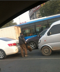 义乌街上看见有人拿着鸡毛掸子擦车 随便擦一下就要收钱 图